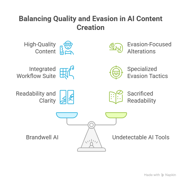Balancing Quality and Evasion in AI Content Creation