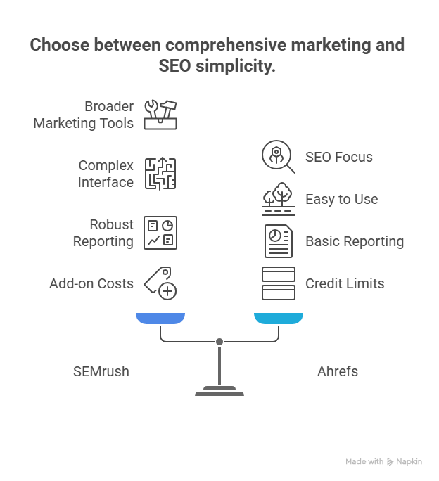 Choose between comprehensive marketing and SEO simplicity.